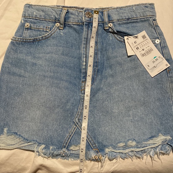 ZARA DENIM MINI SKIRT - Picture 12 of 12